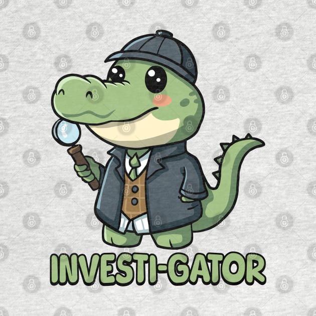 Investigator! Kawaii Baby Alligator Detective Cartoon by Cute And Punny